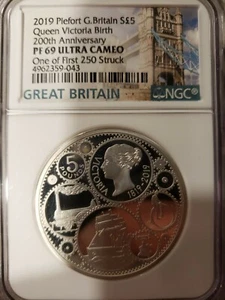 2019 Birth of Queen Victoria £5 Five Pound Silver Proof Coin NGC PR69 DCAM  - Bild 1 von 3