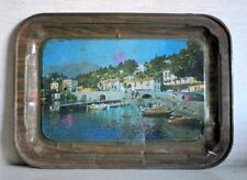 Vintage Collectible Old Tin Serving Beautiful Switzerland Beach Print WTray