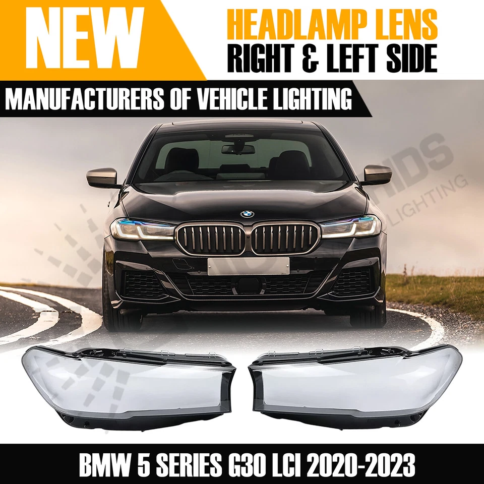 FOR BMW 5 SERIES G30 G31 G38 RIGHT OR LEFT SIDE FRONT HEADLAMP LENS COVER 20-23 - Image 1 of 4