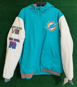 MEN'S MIAMI DOLPHINS SUPER BOWL HOODED CHAMPIONSHIP JACKET SIZE XL - Picture 1 of 2