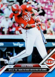 2024 TOPPS NOW #415 RECE HINDS CALL-UP BLUE /49 ROOKIE CINCINNATI REDS - Picture 1 of 2