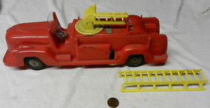 Marx Plastic Fire Engine Windup With Siren 12 Inch Long - For Parts