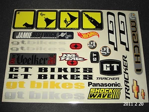 1 LARGE AUTHENTIC GT BIKE FRAME 27 STICKER SHEET #17 / DECAL - Picture 1 of 1