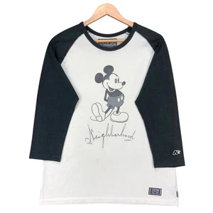 Neighborhood x Disney Mickey Big Logo White Raglan Long Sleeve Tee Shirt M - Picture 1 of 6