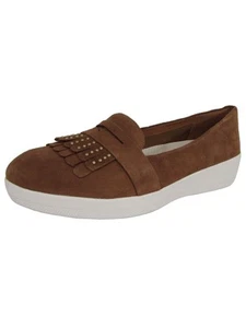 Zapatillas mocasines Fitflop para mujer con flecos tachonados, tostadas, EE. UU. 5 - Imagen 1 de 3