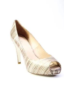 Zapatos de salón Ron blancos para mujer de cuero metálico con plataforma Peep Toe multicolor talla 9,5 EE. UU. Foto 1 de 4