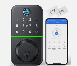 Cerradura de puerta KUCACCI Smart #T17 entrada sin llave huella digital cerradura de puerta negra - CAJA ABIERTA - Imagen 1 de 10