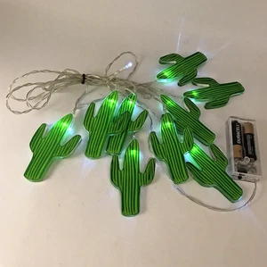 Lichterkette grün Kaktus Lichter 9er Set Deko LED Innen oder Terrasse Deko - Bild 1 von 6