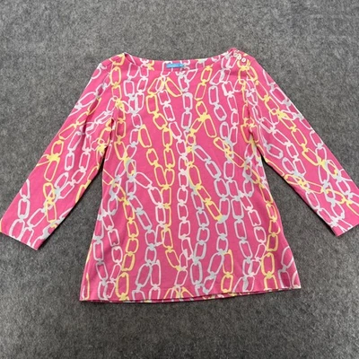 Camisa J McLaughlin Talla M Rosa Eslabón de Cadena Estampado Novedad Foto 1 de 4