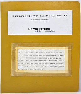 Manitowoc County Historical Society Newsletters Vol 2 1975-1982 Binder Lot of 40 - Imagen 1 de 9