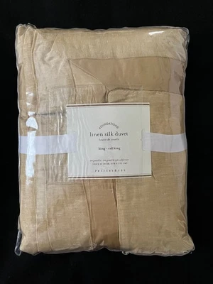 POTTERY BARN Linen Silk Duvet Cover KING CAL KING Flax Beige Caramel - Image 1 of 4