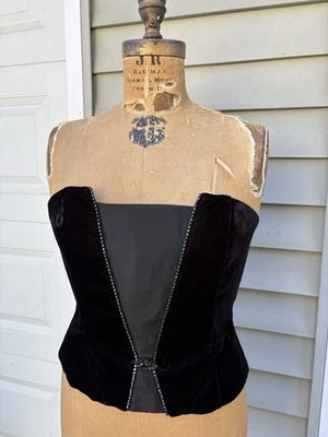 Corsé Vintage Terciopelo Negro Romántico Gótico Años 80 90 B36 Foto 1 de 4