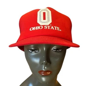 Vintage Ohio State Snapback Hat Block O Yupoong Mesh Foam 1980s Trucker Cap - Picture 1 of 9