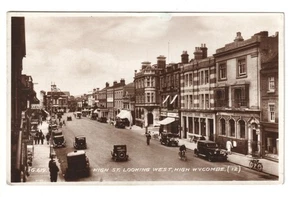 High Wycombe - High Street, looking West - 1939 used real photo postcard - Picture 1 of 2