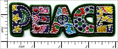 18 Pcs Embroidered Iron on patches Peace Sign Hippie 3.88"x1.25" AP025cB - Image 1 of 2