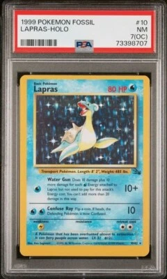 1/1 Lapras One-of-One ERROR OFF CENTER MISCUT MC 1999 FOSSIL Holo Pokemon PSA 7 - Image 1 of 2