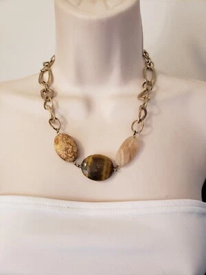 COLLAR "ROCK BOTTOM" LIA SOPHIA - ORO MATE - JASPE, CUARZO Y OJO DE TIGRE Foto 1 de 4