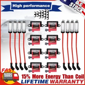 8 Pack Square Ignition Coil & Spark Plug Wire For Chevy GMC 5.3L 6.0L 8.1L 4.8L - Picture 1 of 12