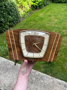 Zentra Mid Century Mantel Clock With Chimes 1950s 1960s Working Teak Germany - Picture 1 of 12