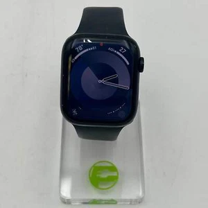 GPS Only Apple Watch Series 7 45MM Midnight Aluminum Sport Band A2477 Scratched - Photo 1 sur 10