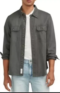 Lucky Brand Button Down Shirt Jacket Raven Gray Men’s Size S 100% Cotton NWT NEW - Picture 1 of 8