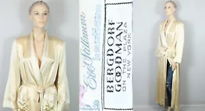 Vtg EVE STILLMAN Boutique BERGDORF GOODMAN Gold Silk Long Lingerie Robe M - Picture 1 of 13