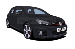 GOLF GTI MK6 CAR ART PRINT PICTURE (SIZE A3). PERSONALISE IT! - Picture 1 of 6