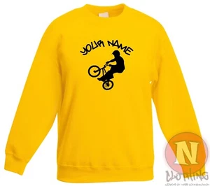 Personalised BMX sweatshirt bikes cycling Children kids - Just add name - Picture 1 of 13
