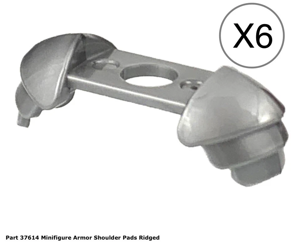 Lego 6 Pieces Flat Silver Knights Mini Figure Armor With Ridged Shoulder Pads - Image 1 of 1