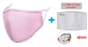 Baumwolle Gesichtsmaske Waschbar Wiederverwendbar Atmungsaktiv Virenschutz Filtertasche PNK - Bild 1 von 2