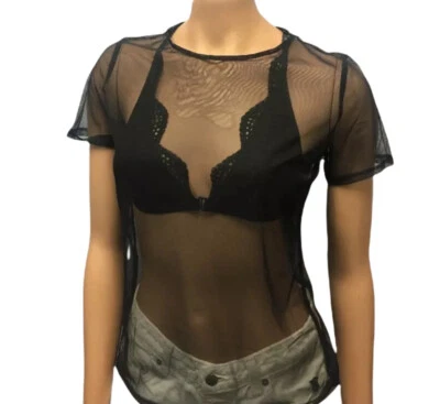 Camiseta de malla negra Victoria's Secret XS/S Foto 1 de 4