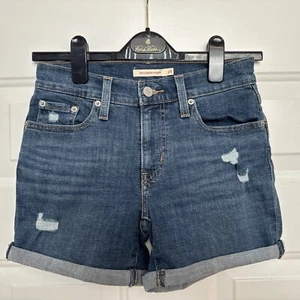 Levis Cuffed Mid Length Women's Denim Blue Jean Shorts - Size 24 - Picture 1 of 3