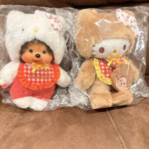 Hello Kitty Monchicchi Collaboration 2nd edition gingham check Sanrio Set of 2 - Picture 1 of 3