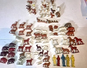 1950s Auburn Play Set Animals Lot-90+ Rubber Wild & Farm Animals - Picture 1 of 4