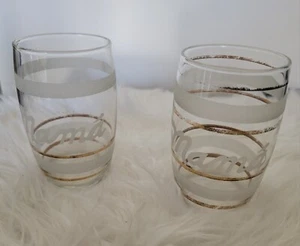 Vintage 1950s Tumblers Made In Panama. Etched Mama w/Gold Trim. 4.5"High - Picture 1 of 4