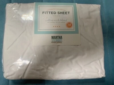 Nueva sábana ajustable Martha Stewart blanca doble Foto 1 de 3