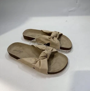 Women's Junie Wide Width Knotted Footbed Sandals - Universal Thread Cream 8W - Picture 1 of 5