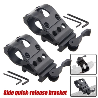 2X QD Offset 20mm Rail 45 Degree Side Mount 1" 25.4mm Ring for Scope Torch Laser - Image 1 of 4
