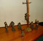 Lot Of 7 Elastolin Soldiers With Telephone Pole (Repaired, Incomplete)