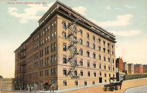 The Savory Hotel Horse Buggy Street Scene Kansas City, MO Vtg 1910's Postcard - Picture 1 of 2