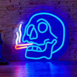 Skull Neon Sign - Wall Decor for Man Cave, Bar, Club Game Room & Party Favors - Picture 1 of 9