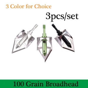 3X Broadheads 100Grain 360 Hunting Archery Crossbow Bow Screw Arrow Points - Picture 1 of 6