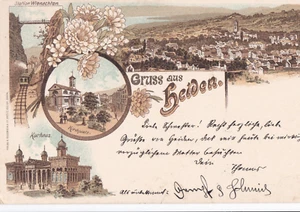 antike AK 1896 gelaufen Gruss aus Heiden Schweiz Litho - Bild 1 von 2