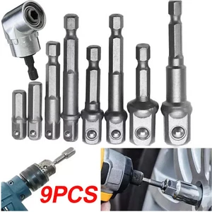 9Pcs Socket Adapter Impact Hex Shank Drill Bits Power Extension Bar 1/4 3/8 1/2 - Picture 1 of 8