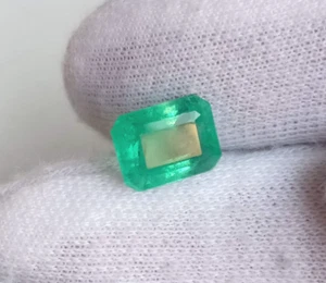 Piedra preciosa suelta con forma de corte octa facetada de 3,39 quilates esmeralda verde zambia natural superior - Imagen 1 de 8