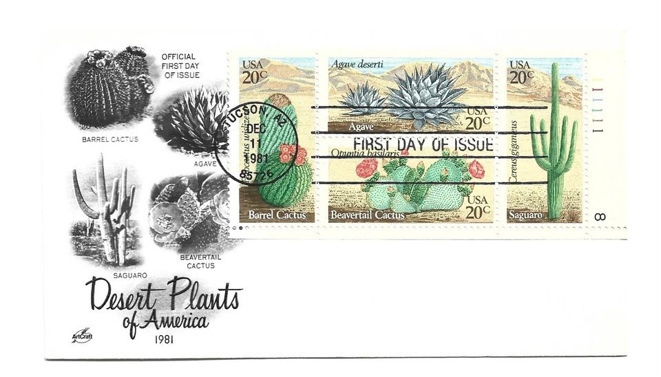 1942-45 Desert Plants, ArtCraft, plate block  FDC - Image 1 of 1