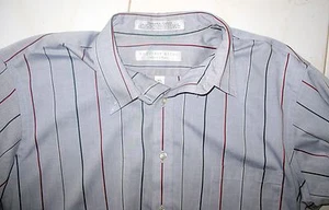 MEN'S GEOFFREY BEENE STRIPE LONG SLEEVE SHIRT "PINPOINT OXFORD"16 1/2 32/33 - Picture 1 of 3