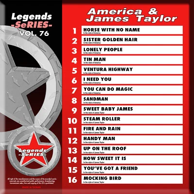 AMERICA & JAMES TAYLOR LEGEND SERIES VOL-76 KARAOKE CD+G  NEW In plastic w/Print - Image 1 of 2