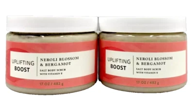 Bath & Body Works LOT 2 Uplifting Boost Neroli Blossom Bergamot Salt Scrub 17 oz - Image 1 of 2