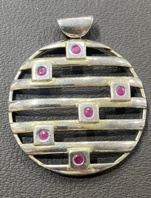 ELLE Sterling Silver Lab-Created Ruby Pendant - Image 1 of 4